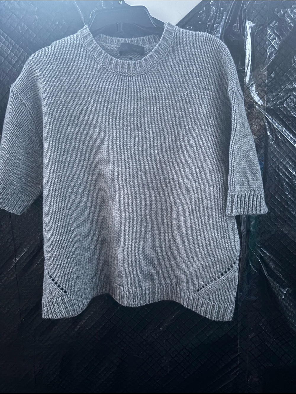 Zara Short-Sleeve Crewneck Knit Sweater - Gray - Picture 5 of 7